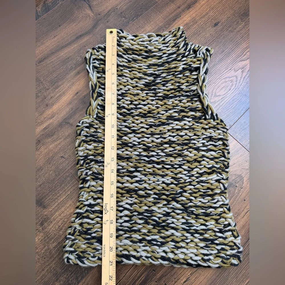 Vintage Illig Knit Sweater Tank Green Gray Black Wool Blend Size Small